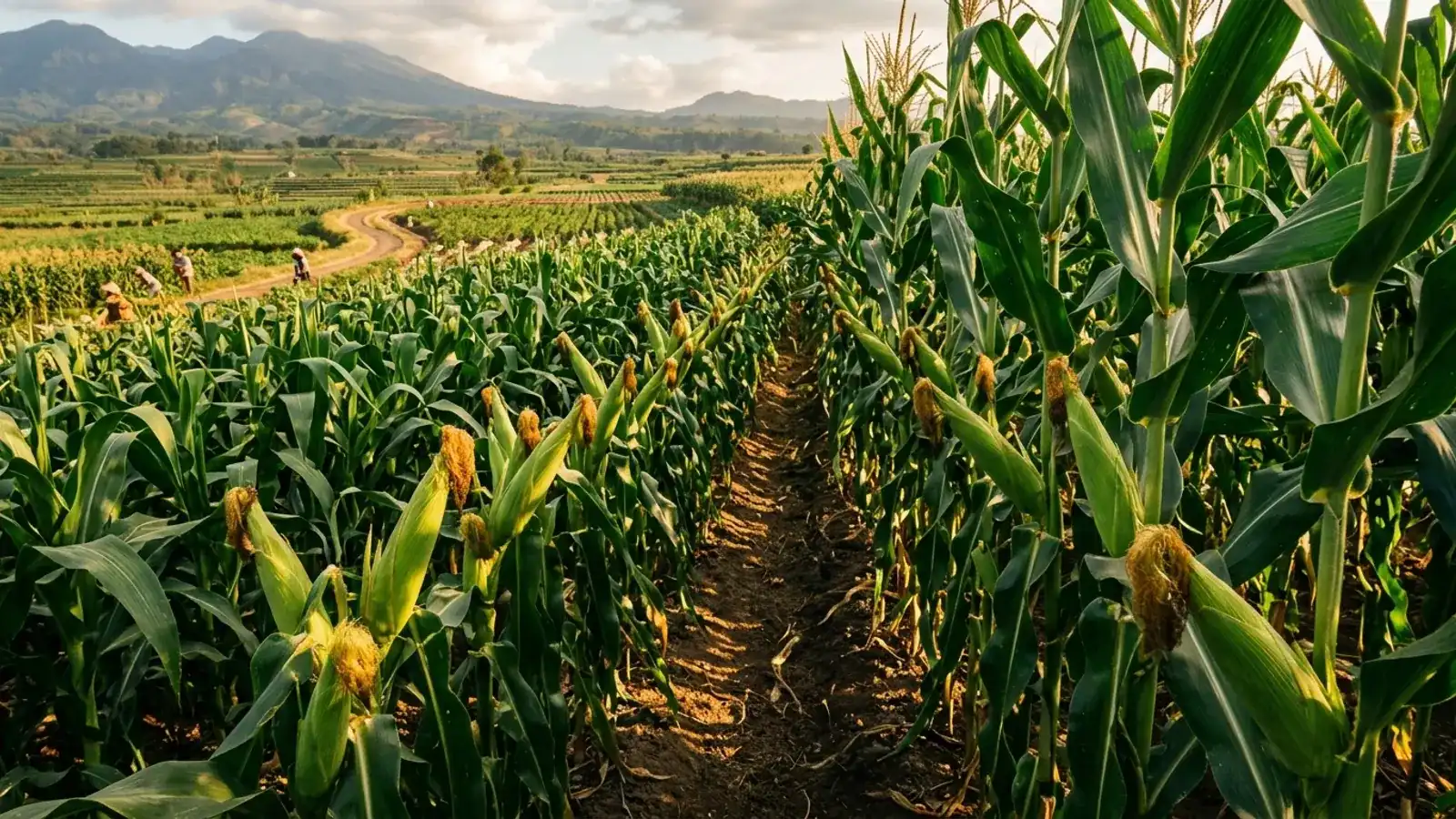 Lahan perkebunan jagung berbulir emas subur di Indonesia dalam riset Agritani