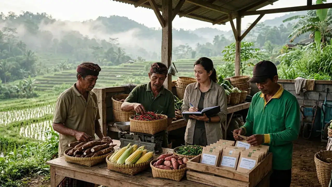 Ilustrasi agronomi panduan Teknologi Anti-Pemalsuan Label Benih Bersertifikat dengan QR Terenkripsi